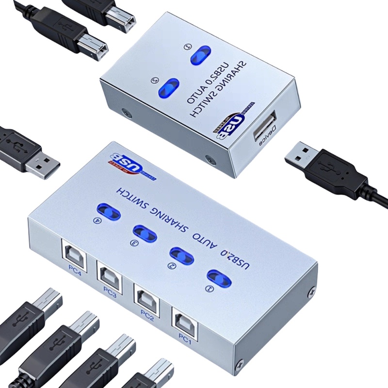 2-Port USB 2.0 Auto Sharing Switch Hub with CD Driver – For Printer, Scanner, Keyboard, and More - Image 2