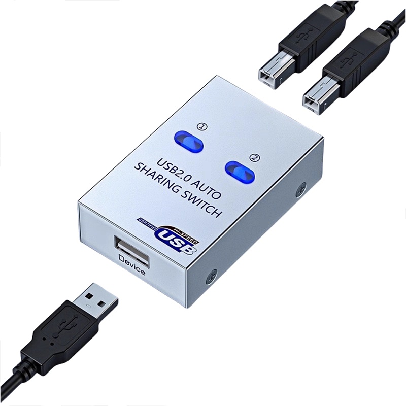 2-Port USB 2.0 Auto Sharing Switch Hub with CD Driver – For Printer, Scanner, Keyboard, and More - Image 3