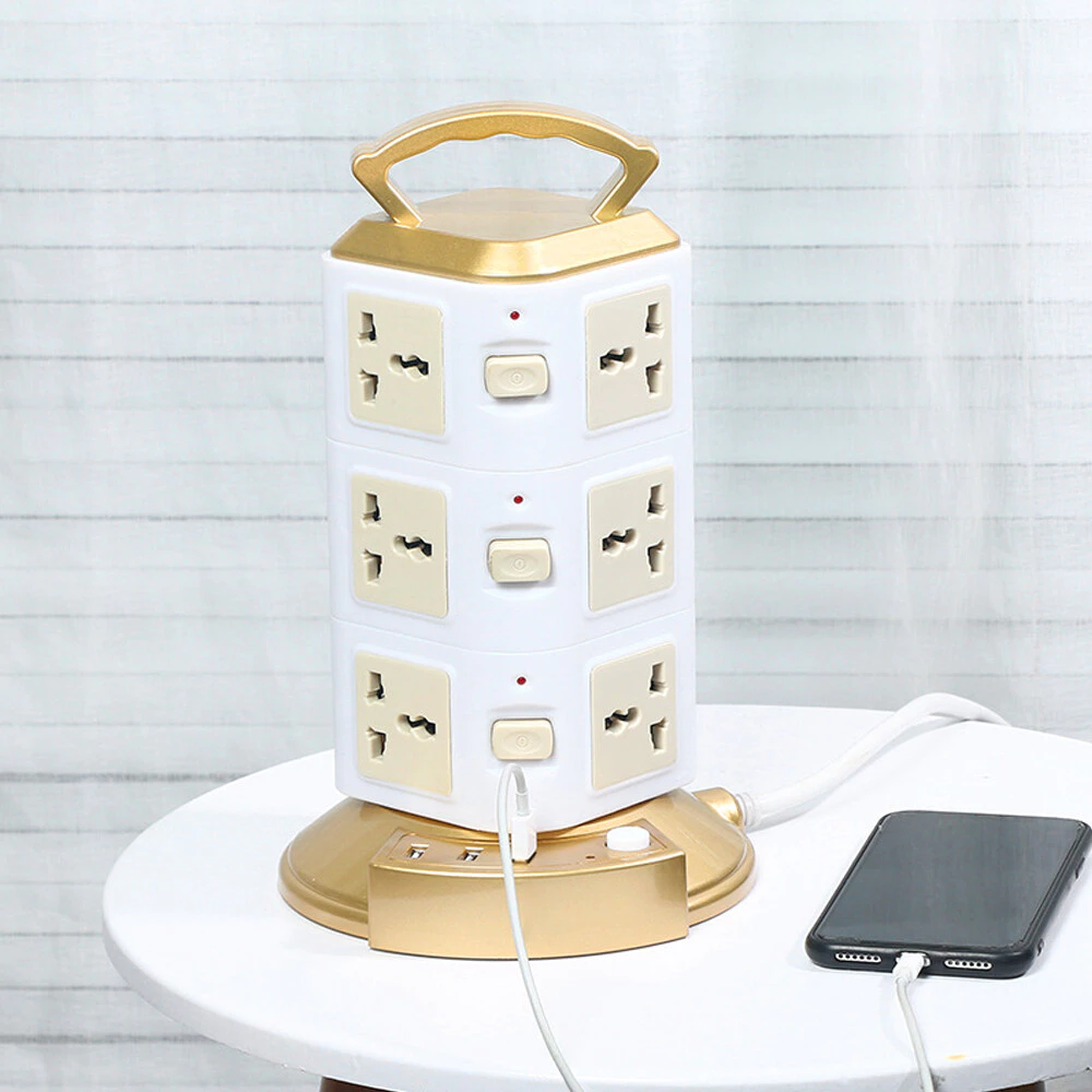 3 Meter Wire Space Saving Universal Tower Extension Socket Plug