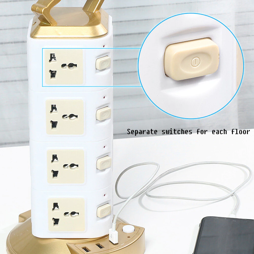 3 Meter Wire Space Saving Universal Tower Extension Socket Plug - Image 2