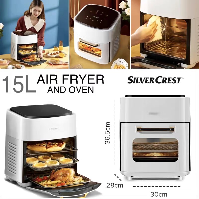 Silver Crest 15L Air Fryer Oven – Oil-Free & Healthy Cooking | All-in-One Air Fryer, Oven, Grill & Rotisserie