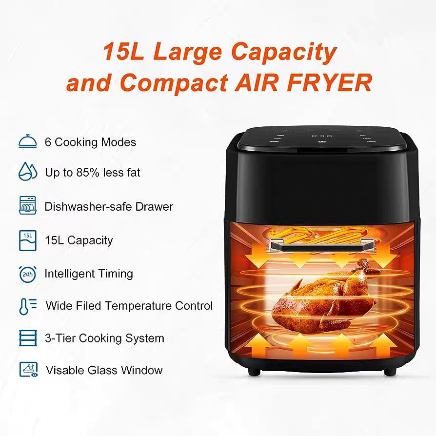 Silver Crest 15L Air Fryer Oven – Oil-Free & Healthy Cooking | All-in-One Air Fryer, Oven, Grill & Rotisserie - Image 6
