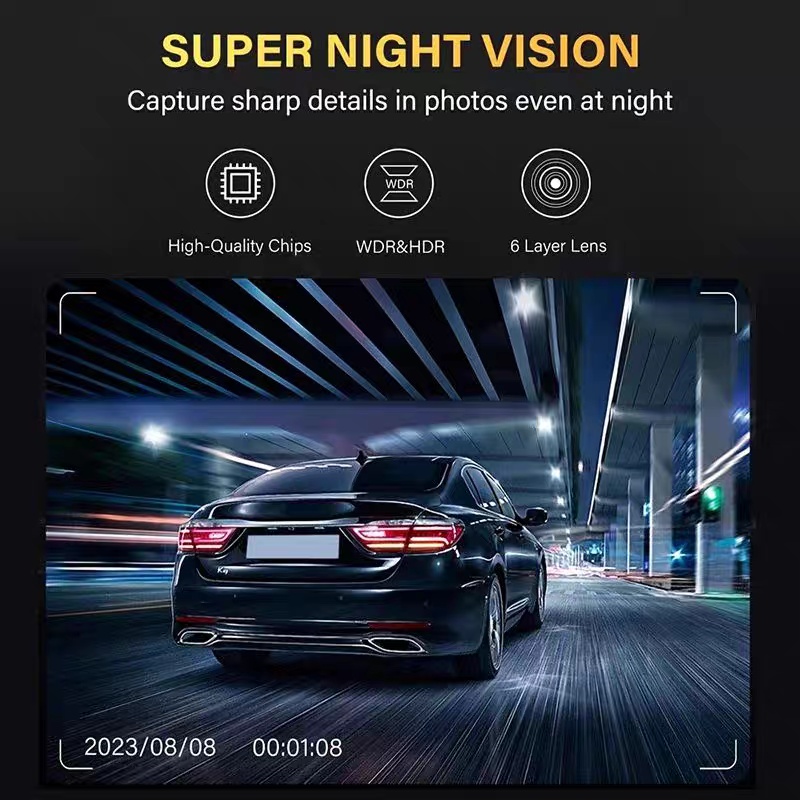 3-Channel Dash Cam – Front, Inside & Rear Car Camera - Image 5