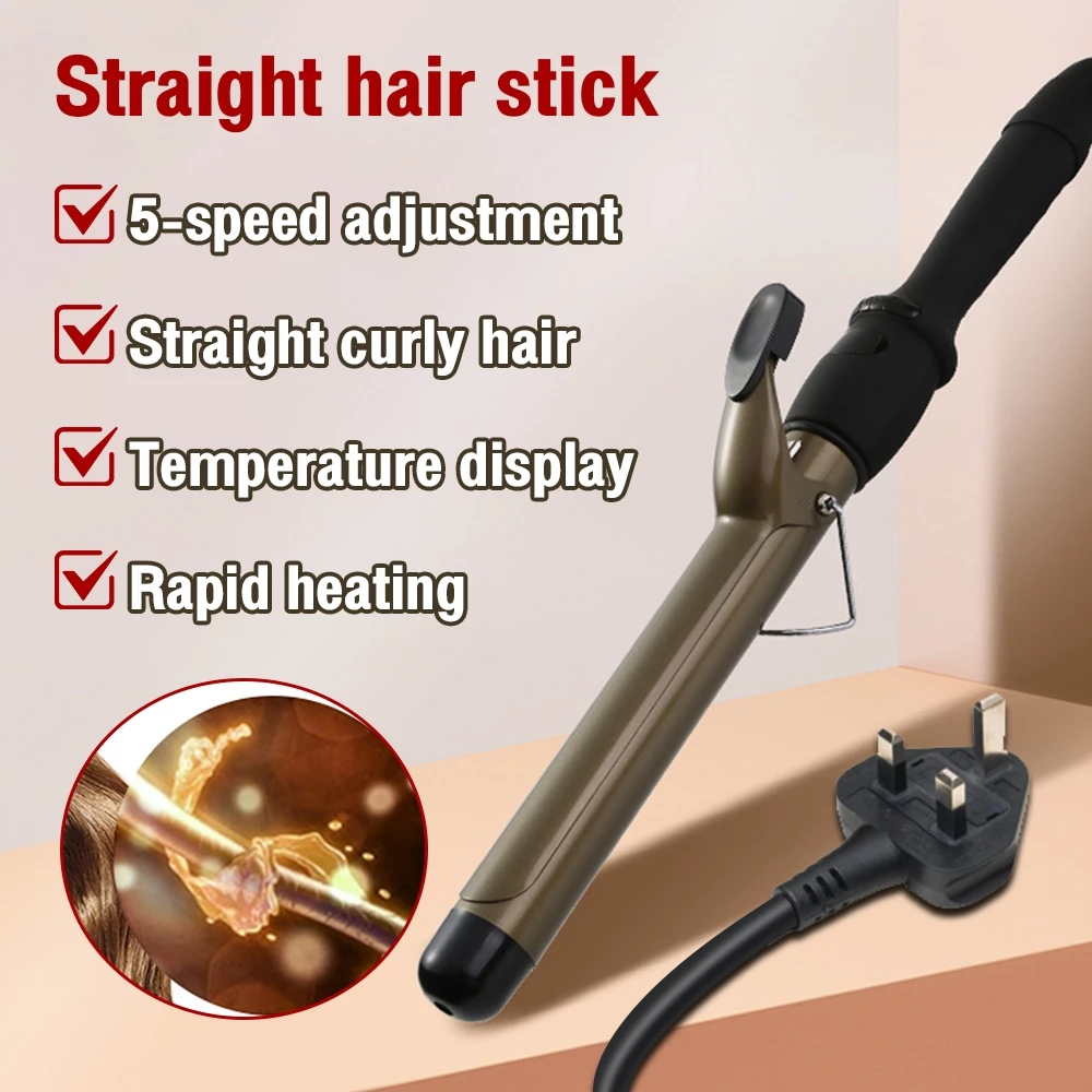 Professional Titanium Gold Ceramic Curling Iron – 38mm Barrel | Fast Heating | Adjustable Temperature | Anti-Frizz & Hair Protection