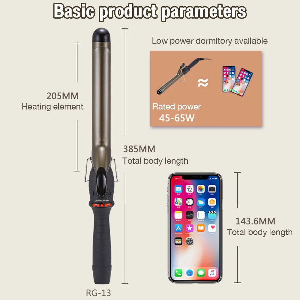 Professional Titanium Gold Ceramic Curling Iron – 38mm Barrel | Fast Heating | Adjustable Temperature | Anti-Frizz & Hair Protection - Image 2