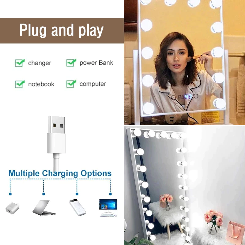 Makeup Mirror LED Light Bulbs – 12 LEDs with 9-Level Brightness - Image 7