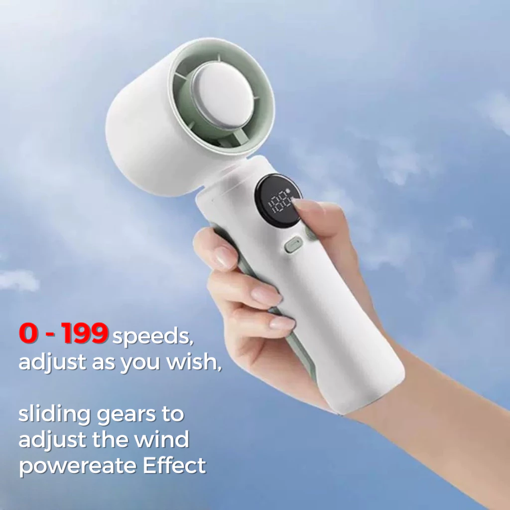 Mini Portable Handle Fan | 6500mAh Battery | Long-Lasting Cooling – Purple - Image 3