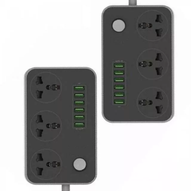 Power Socket 4.4A – 3 AC Outlets + 6 USB Ports for Fast Charging