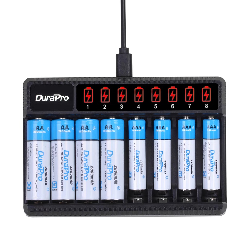 DuraPro Rechargeable Battery Set – 2800mAh AA + 1100mAh AAA Ni-MH Batteries