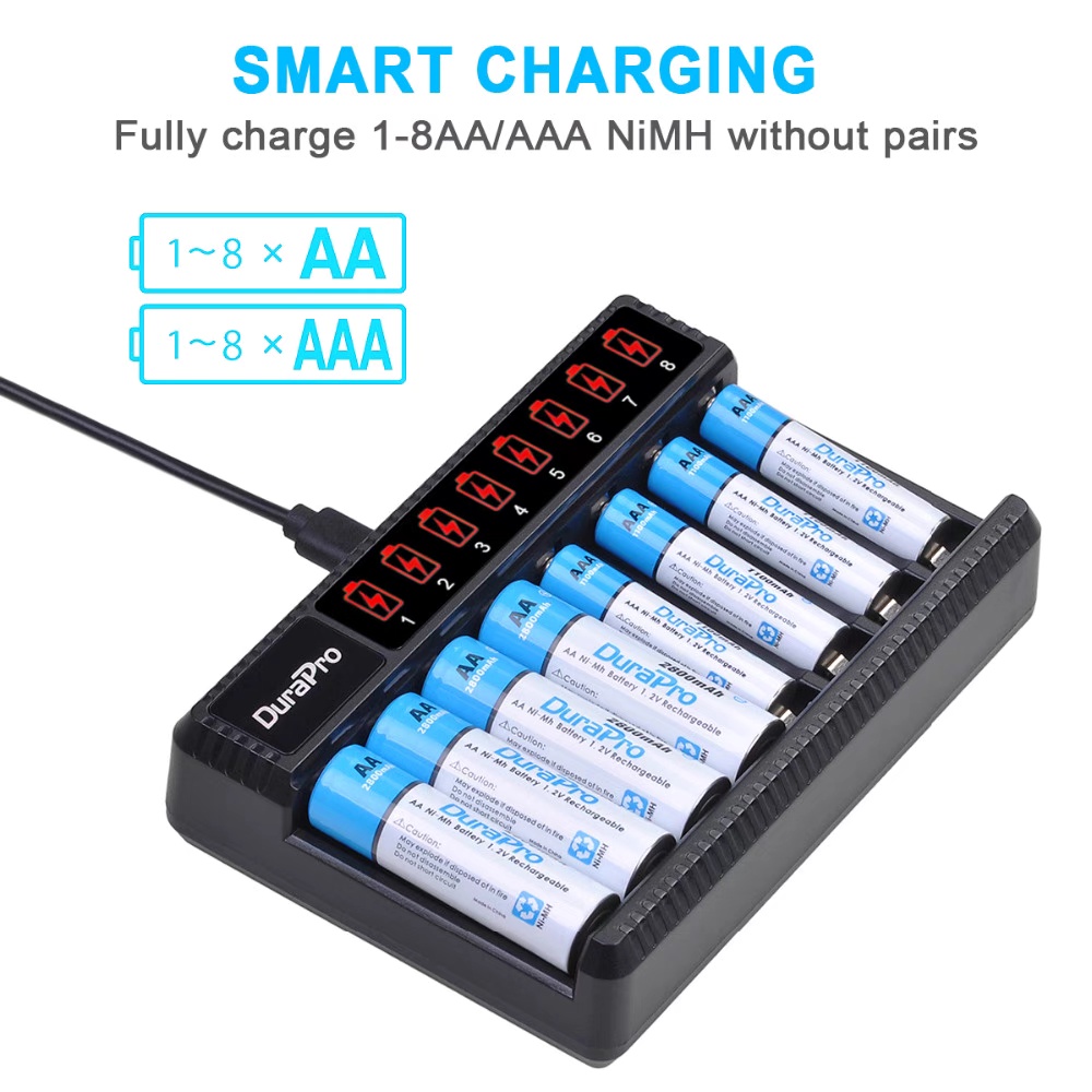 DuraPro Rechargeable Battery Set – 2800mAh AA + 1100mAh AAA Ni-MH Batteries - Image 6