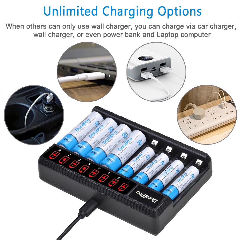 DuraPro Rechargeable Battery Set – 2800mAh AA + 1100mAh AAA Ni-MH Batteries - Image 8