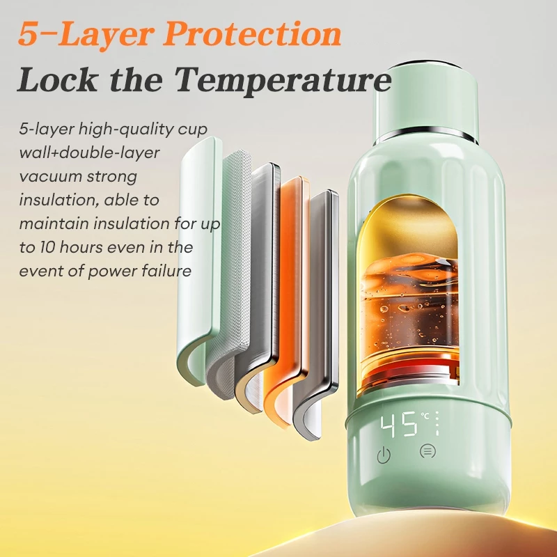 MOODNG Rechargeable Stainless Steel Electric Boiling Bottle – Wireless Heating & Constant Temperature for Baby Milk & More - Image 5
