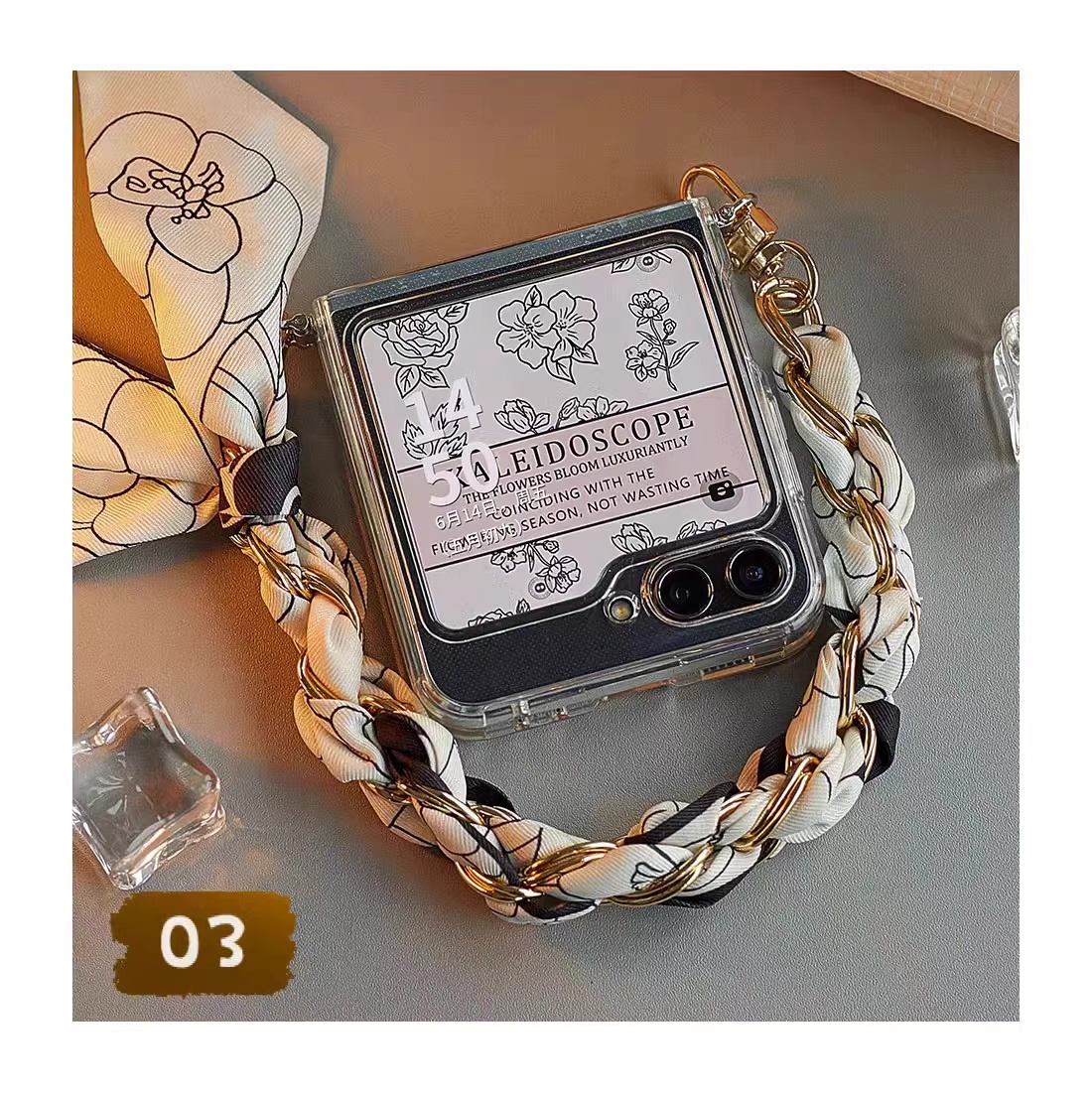 Samsung Galaxy Z Flip 6 Camellia Flower Scarf Handle Phone Case - Image 2