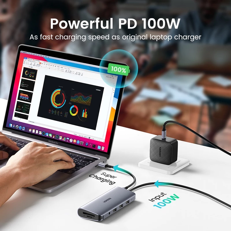 UGREEN 10-in-1 USB-C Hub – Type C Hub with Ethernet, 4K HDMI, VGA, PD Power Delivery, 3 USB 3.0 Ports & More - Image 3
