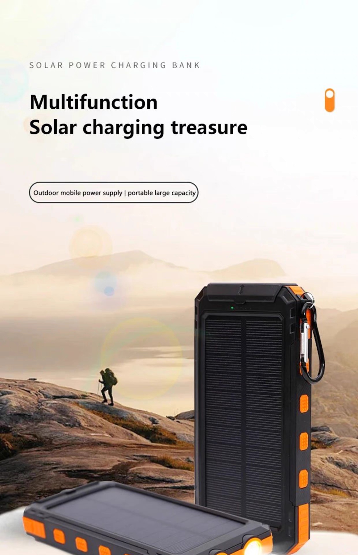 10000mAh Solar Power Bank – Perfect for Outdoor, Fishing, Camping & Emergency Use - Image 2