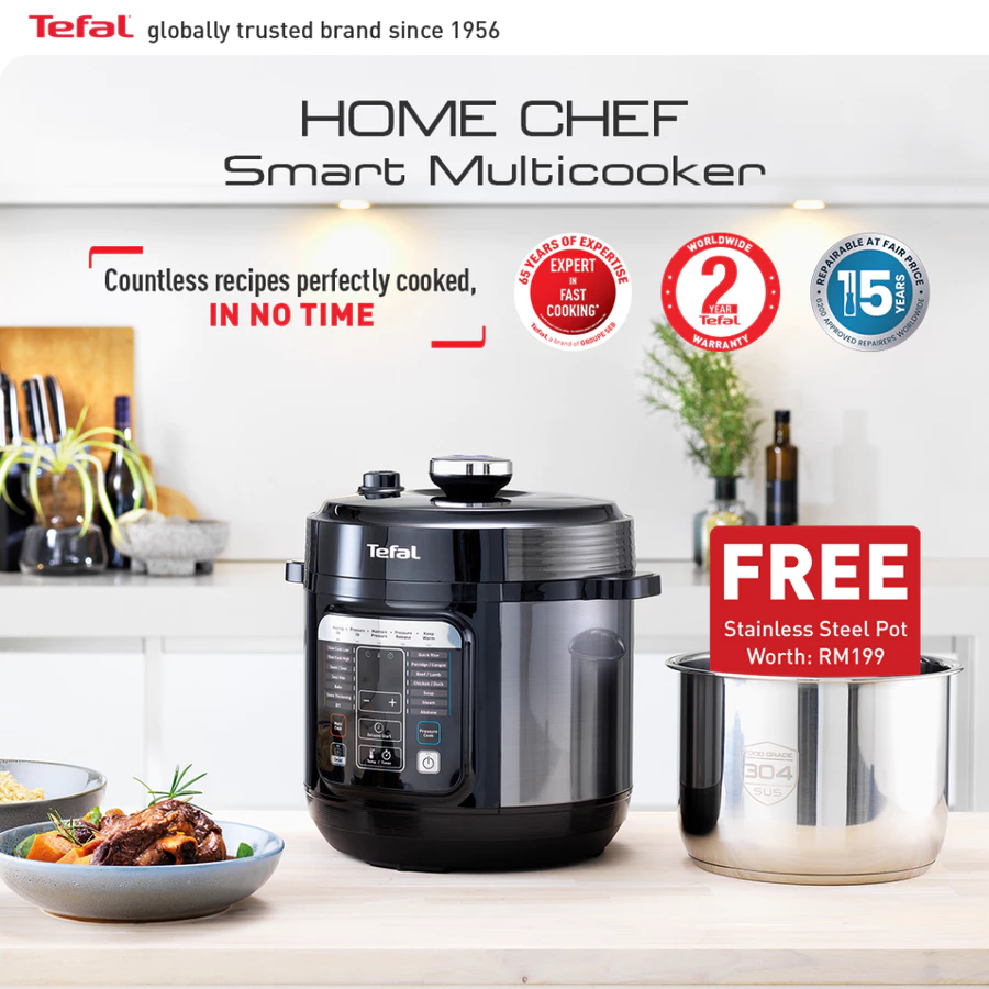 Tefal Home Chef Smart Multicooker (6L) CY601 + XA622D
