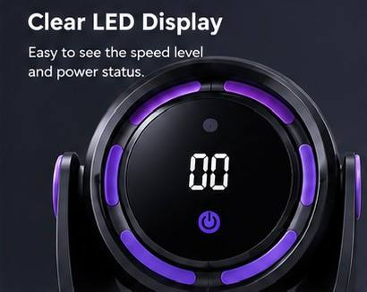 Mini USB Rechargeable Desktop Circular Fan – 3 Speed Portable Cooling Fan with LED Display - Image 5