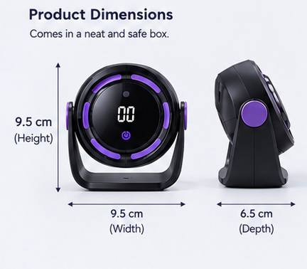 Mini USB Rechargeable Desktop Circular Fan – 3 Speed Portable Cooling Fan with LED Display - Image 7