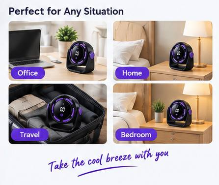 Mini USB Rechargeable Desktop Circular Fan – 3 Speed Portable Cooling Fan with LED Display - Image 9